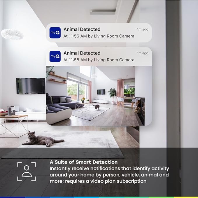 Chamberlain myQ Smart Indoor Security Camera – 1080p HD Video, Night Vision, Motion Detection, Wi-Fi, Two-Way Audio, Smartphone Control, 2 Pack