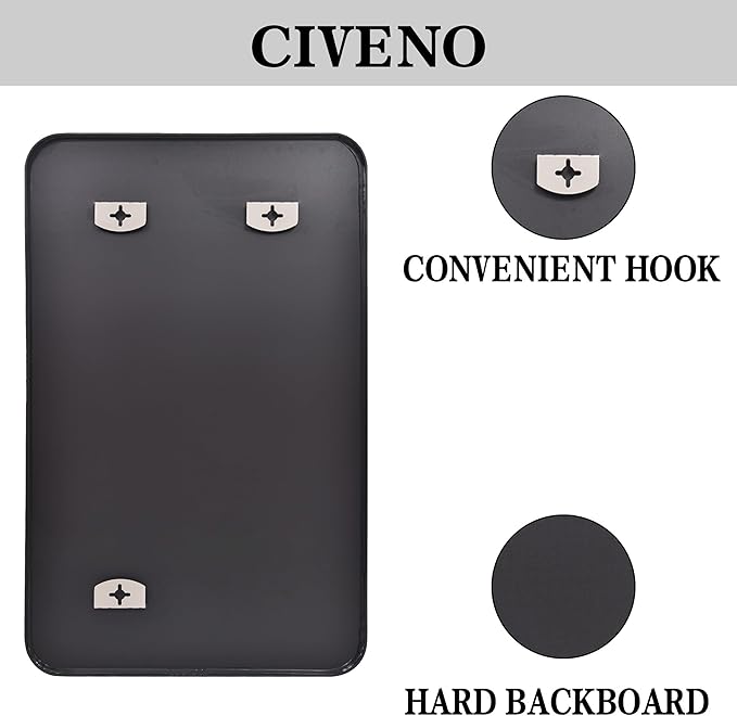 Bathroom Mirror, 55x36 inch Black Rectangle Wall Mirror, Metal Frame Rounded Corner Vanity Mirror, Large Wall Mounted Mirrors for Over Sink Bedroom Living Room Horizontal Or Vertical Mounting