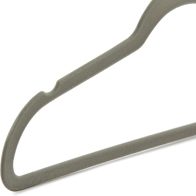 Amazon Basics Slim, Velvet, Non-Slip Suit Clothes Hangers, Gray/Silver - Pack of 50
