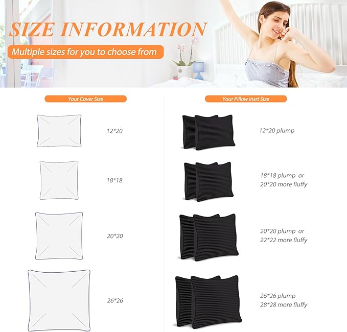 Pillows Insert 20x20 Set of 2 Soft and Supportive Decorative Throw Pillow for Couch and Bed,Indoor Square Pillow Stuffing for Living Room with Premium Original Down Alternative Filling,Black