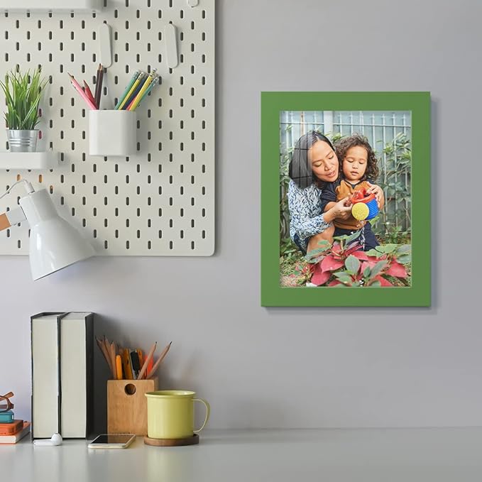 Renditions Gallery 6x8 inch Picture Frame High-end Modern Style, Made of Solid Wood and High Definition Glass Ready for Wall and Tabletop Photo Display, Green Frame