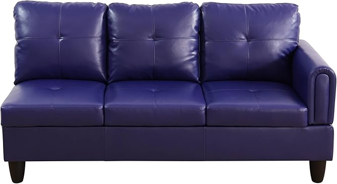 NicBex Sectional Couch 2 Pieces 66.5" L Sofa with Right Chaise Faux Leather L Shaped Cloud Couch for Living Room Furniture Sets with Cushion, Modular Sofa for Living Room & Small Apartment, Blue