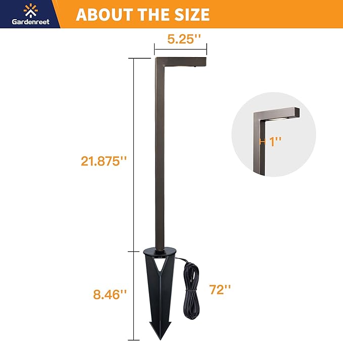 LED Pathway Lights Brass, 12V Landscape Path Lights Wired, Low Voltage Walkway Lights Outdoor Waterproof, L Shape Bronze for Backyard Garden Without G4 Bulb 8 Pack