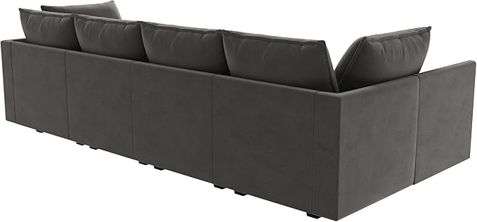 HONBAY Modular Sectional Sleeper Sofa Velvet Sleeper Couch with Storage Seats Oversized Sectional for Living Room,Grey