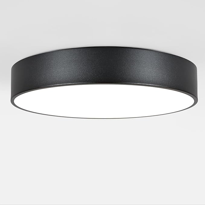 15.8 Inch Black Flush Mount Ceiling Light Fixture, 3-Light Minimalist Close to Ceiling Lights, Industrial Ceiling Lamp for Hallway, Kitchen Island,Balcony, Bathroom,Laundry, Porch, Foyer