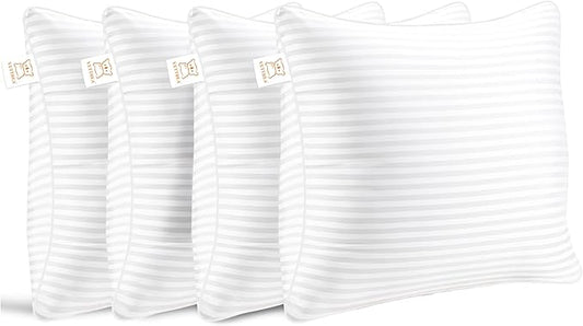 Pillow Insert Set of 4, Soft Virgin Microfiber Square Throw Pillow Inserts for Living Room, Couch Bed Pillows, Down Alternative Filled, 20x20 Inch(50x40cm White