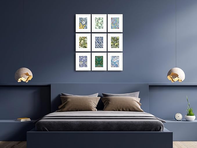 8x10 Picture Frame Set of 9 for Pictures 5x7 with Mat or 8x10 Without Mat, Wall Gallery or Tabletop display Photo Frames in White