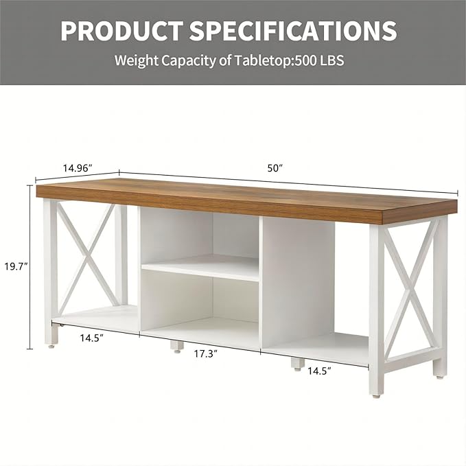 GAZHOME TV Stand for TV up to 55 Inches, TV Cabinet with Open Storage, TV Console Unit with Shelving for Living Room, Entertainment Room, White