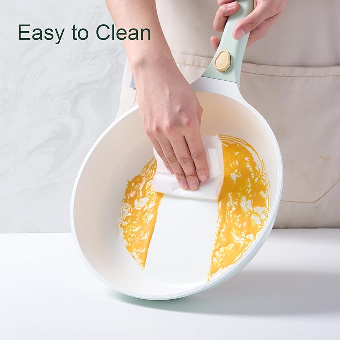 JEETEE Pots and Pans Set Non Stick 22pcs, Ceramic Cookware Set with Removable Handle, Healthy Kitchen Induction Cooking Pots Set with Detachable Handle, Oven Safe, PFAS & PFOA Free, Green, Beige