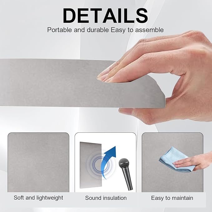 Upholstered Wall Mounted Headboard, 3D Soundproof Panels Peel and Stick for King Size, Adjustable Bed, Tufted, Light Grey (12 Panels, 10" x 24")