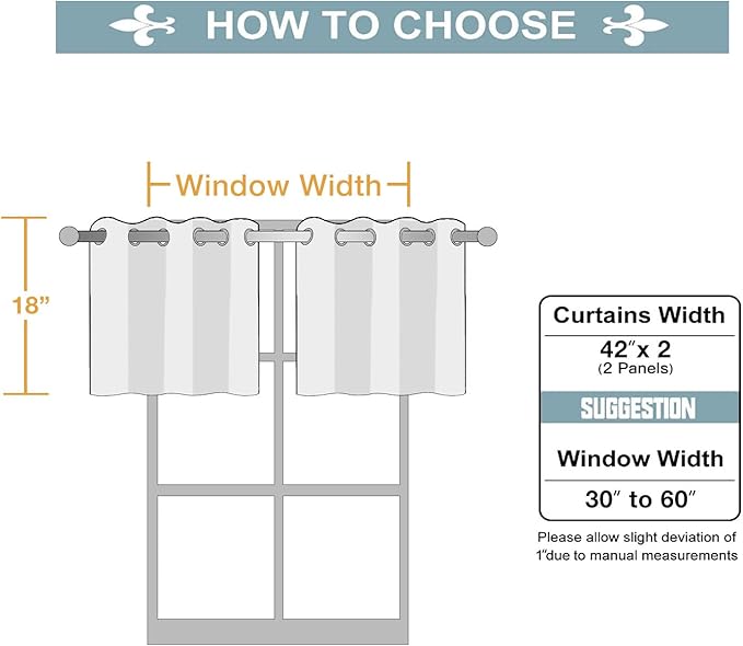 ChrisDowa Small Kitchen Valances for Windows - Grommet Short Thermal Insulated Room Darkening Window Valances Curtains for Living Room (2 Panels, Beige, 42 x 18 Inch)