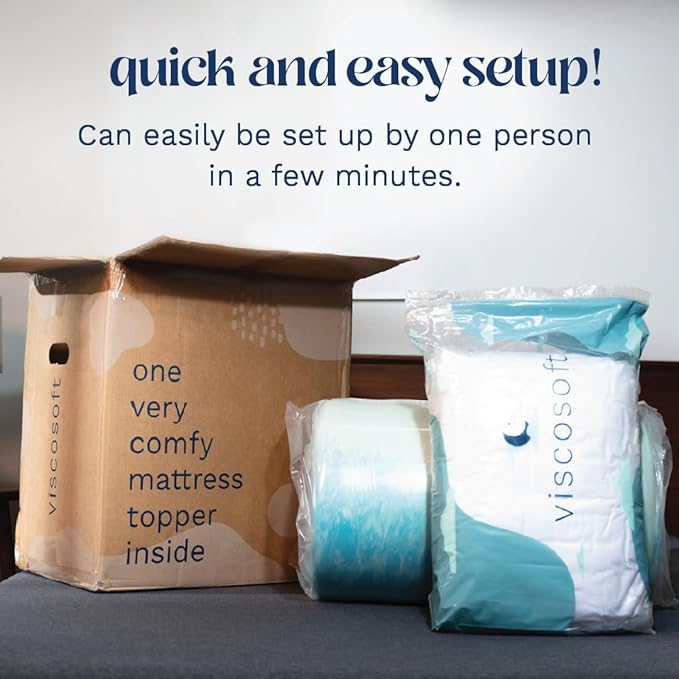 ViscoSoft 4 Inch Pillow Top Memory Foam Mattress Topper Short Queen - Cooling Hybrid Lux Dual Layer RV/Camper Mattress Pad - CertiPUR-US Certified