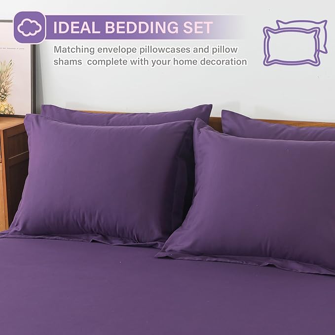 Cosybay Bed in a Bag Queen Comforter Sets 7pcs All Season Solid Down Alternative Bedding Sets Purple with Comforter, Pillow Shams, Flat Sheet, Fitted Sheet and Pillowcases