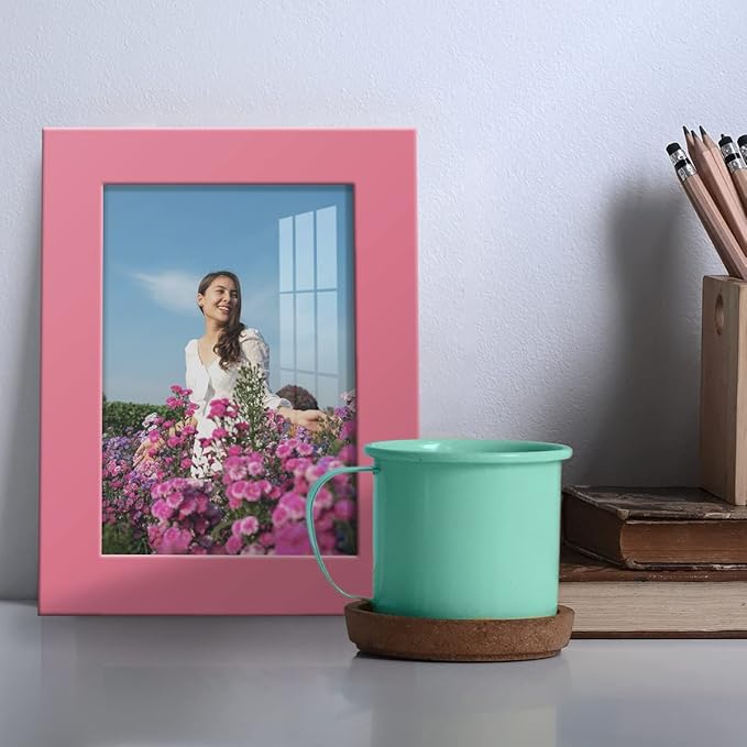 Renditions Gallery 3.5x5 inch Picture Frame High-end Modern Style, Made of Solid Wood and High Definition Glass Ready for Wall and Tabletop Photo Display, Hot Pink Frame