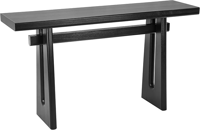 Christopher Knight Home Hirai Narrow Console Table with Geometric Silhouette, Entryway Table with Premium Wood Veneer Finish, MDF Wood Design Display Table for Home Decoration, Living Room, Black