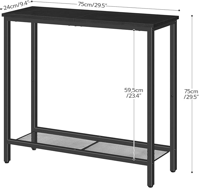 HOOBRO 29.5" Narrow Console Table, Small Entryway Table with Shelf, 2 Tier Thin Sofa Table, Behind Couch Table, Side Table, for Hallway, Living Room, Bedroom, Black BB74XG01