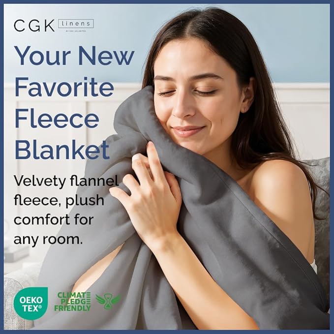 Ultra Soft Fleece Blanket Twin Size - Flannel Fleece Luxury Twin Blanket - Lightweight for Couch Bed Chair - Thick, Warm & Breathable - All Season Cozy Fuzzy, Anti-Static Microplush Bedding, Dark Grey