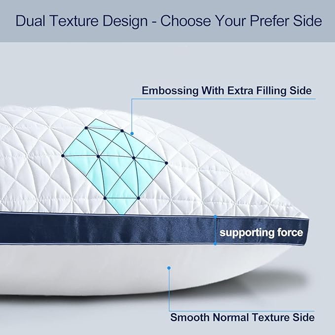 Pillows Queen Size Set of 4, Queen Pillows 4 Pack, Cooling Hotel Luxury Pillow for Bed Sleeping, Supportive Breathable Down Alternative Gusseted Pillow for Side Stomach or Back Sleepers