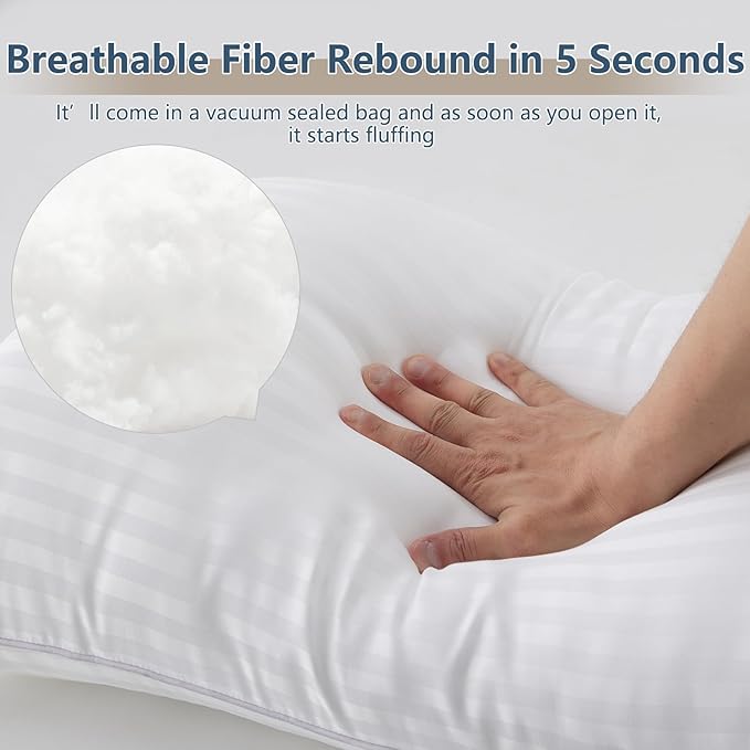 CozyLux Pillows King Size Set of 4, Cooling Hotel Quality Bed Pillows with Premium Soft Down Alternative Fill for Side Back and Stomach Sleepers - 4 Pack, King, 19x34 Inches