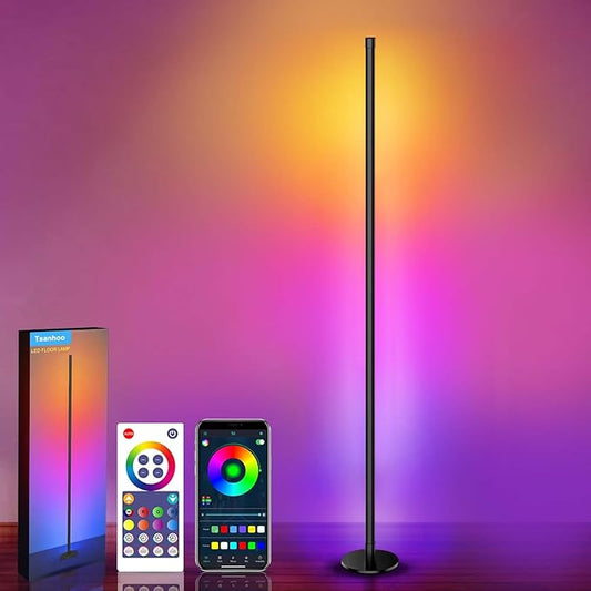 Corner Floor Lamp, Smart RGB Floor Lamp with Remote and APP Control, 16 Million Colors Floor Lamps for Living Room with Music Sync, Color Changing Ambient Lighting Corner Lamp for Bedroom Gaming Room