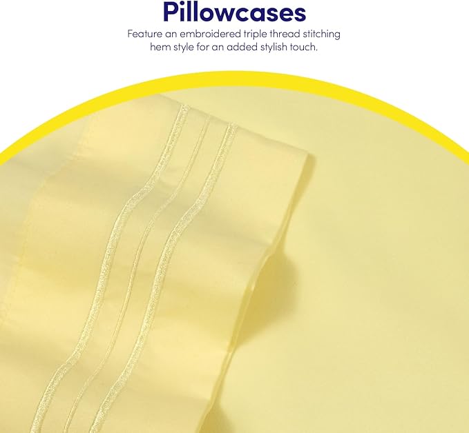 1500 Supreme Collection Queen Sheet Sets Pale Yellow - Luxury Hotel Bed Sheets and Pillowcase Set for Queen Mattress - Extra Soft, Elastic Corner Straps, Deep Pocket Sheets, Queen Pale Yellow