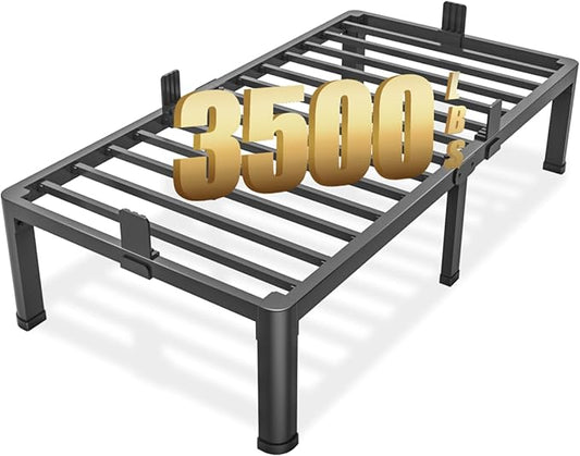 FUIOBYVV Twin XL Bed Frames with Round Corner Edge Legs 16 inch High 3500 lbs Heavy Duty Metal Platform Bed Frame Twin Size No Box Spring Needed/Non-Slip/Steel Slat Support/Noise Free