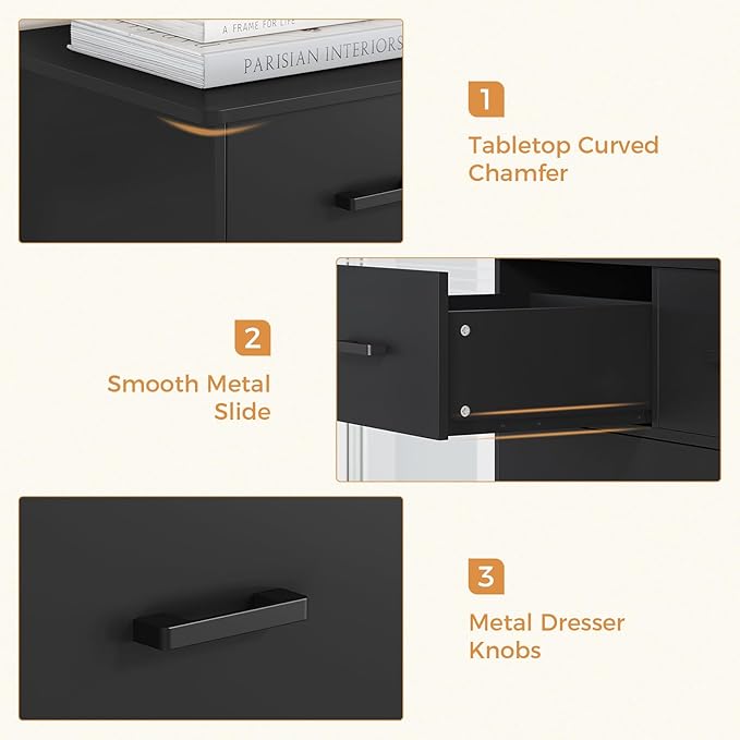 Hasuit Tall Dresser for Bedroom, Black Large Chest of Drawers, 55.6'' High Dressers with 7 Drawers, Modern Wooden Vertical Storage Clothes Closet Organizer