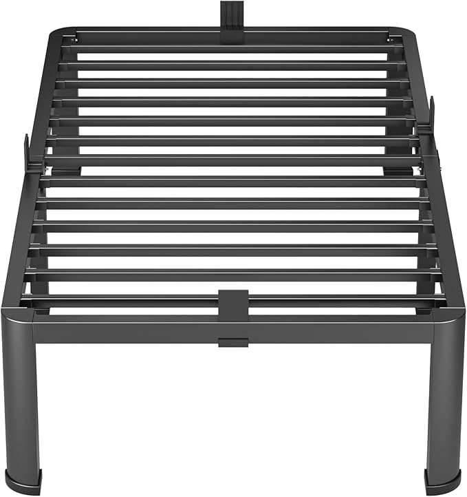 12 Inch Twin Heavy Duty 3500 lbs Bed Frame with Round-Corner Legs & Anti-Squeak Design – Quick Assembly Metal Platform, No Box Spring Needed