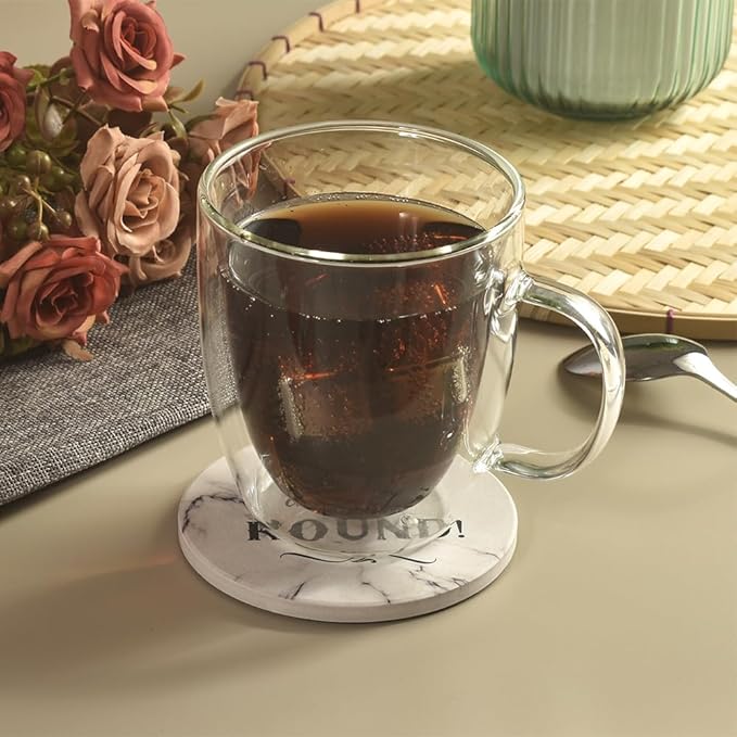 homEdge Insulated Double-Wall Glasses Mugs - 12.5 oz, Set of 2