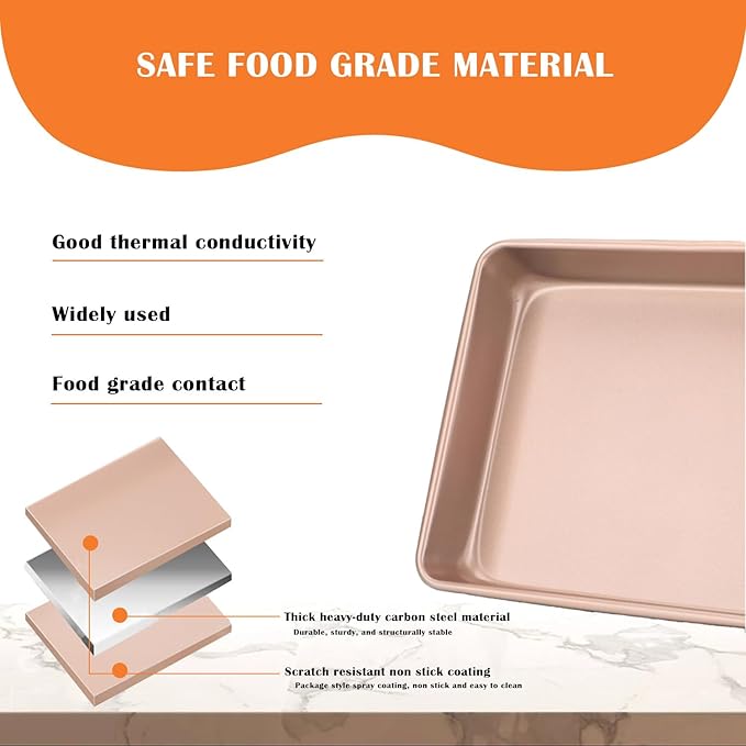 Baking Sheet Pans,2 Pack Nonstick Baking Pans Cookie Sheet Brownie Pan,Bread & Cake Pan, Toaster Oven Tray Bakeware, Small Nonstick Baking Tray, Heavy-Duty Bread Loaf Pan (12.8 x 10.7 x 1.2 Inches)