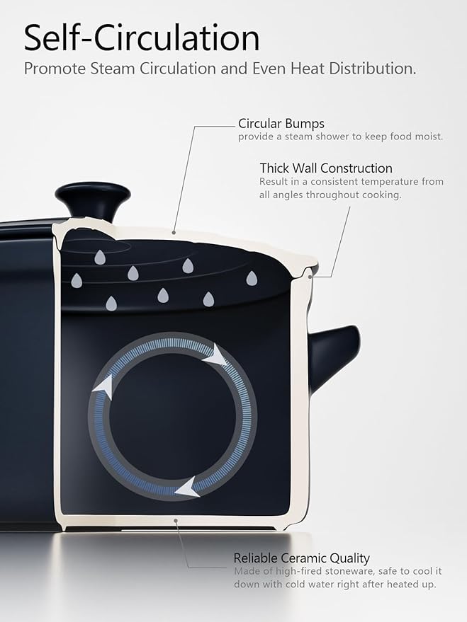 LE TAUCI 3 qt Ceramic Dutch Oven for Bread Baking with Silicone Sling- Lightweight, Non-Toxic, No Seasoning Needed- Oven, Microwave & Dishwasher Safe, Ideal for Home Bakers & Beginners, Midnight Blue