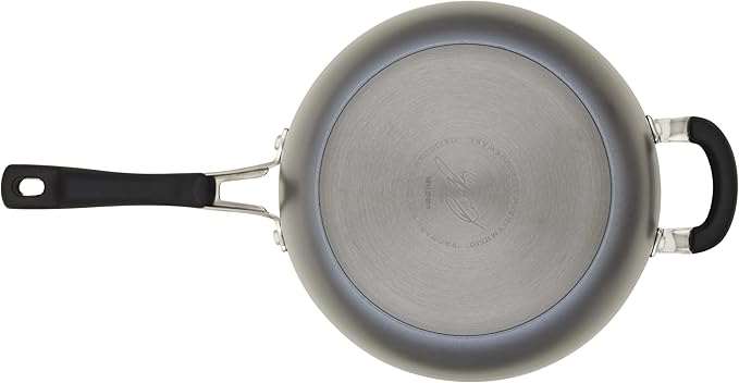 Rachael Ray Cook + Create Hard Anodized Nonstick Saucier Pan/Saucepan with Lid and Helper Handle, 4.5 Quart - Black