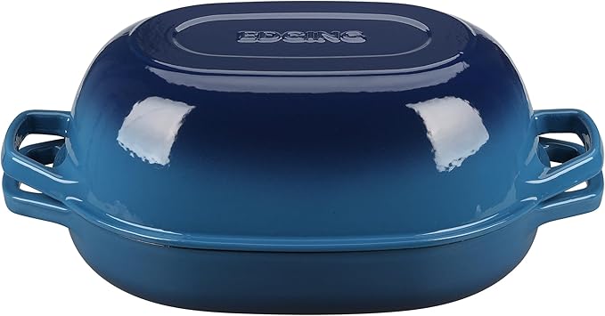 Enameled Cast Iron Dutch Oven Pot with Lid, Oval Dutch Oven for Bread Baking, Bread Oven for Homemade Sourdough Bread Baking, 7qt, Lake Blue