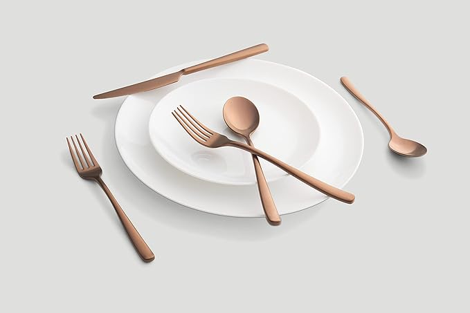 CAMBRIDGE Copper Satin Rise 20-Piece Flatware Set, Service for 4 (515220CPG12DS)