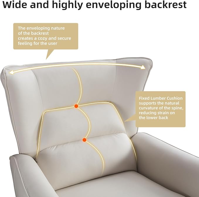 INZOY Power Swivel Rocker Recliner Glider, Oversize Electric Swivel Rocker Recliners with Highly Enveloping Backrest, Nursery Rocking Recliner Chair Leathaire Reclining Sofa for Living Room, White