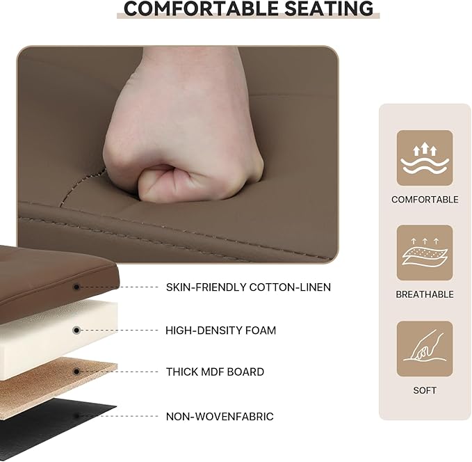 Storage Ottoman Bench, 15 Inch Ottoman Foot Rest, End of Bed Bench, Storage Chest, Load 700 lb, for Living Room, Bedroom, Entryway, Brown