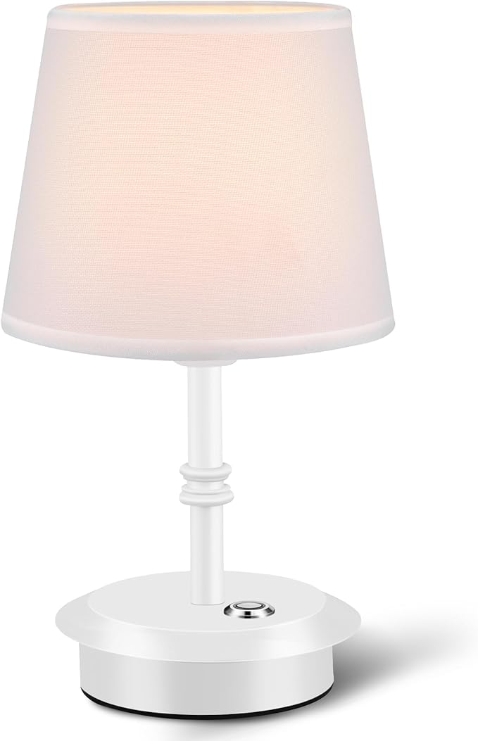 Mini – Cordless LED Table Lamp with Dimmer, Built-in Rechargeable Battery, 3-Level Brightness, Patio Table Lamp, Bedside Night Lamp, Ambient Light for Restaurant (White)