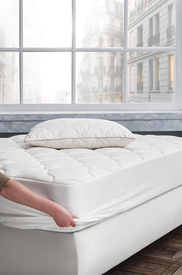 YATAS BEDDING Wool Mattress Protector, Mattress Cover with 100% Cotton Cover & Special Certificated Wool Filling, Bed Cover and Protector, 39"x75" - Ecru (Twin Size - 18'' Depth) - 39"x75"