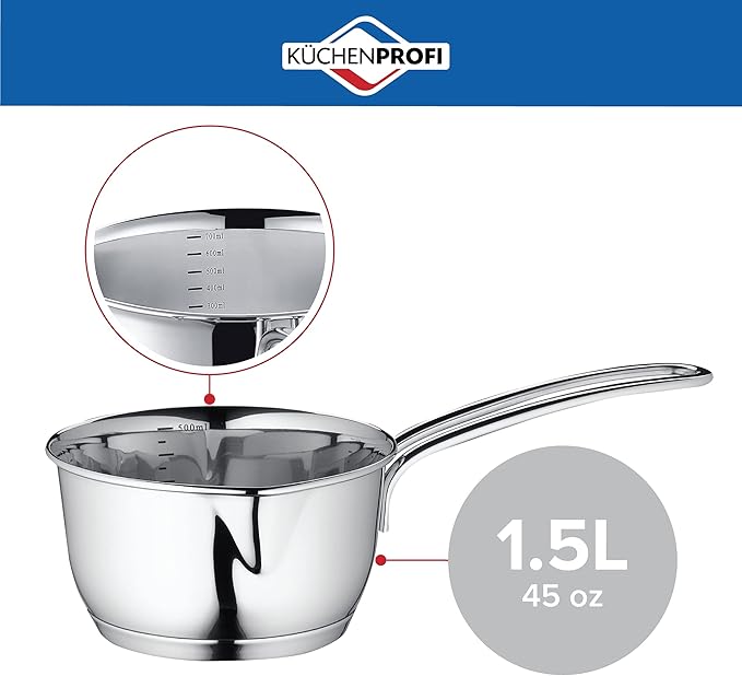 Stainless Steel Saucepan with Clad Bottom, 1.5 Liters