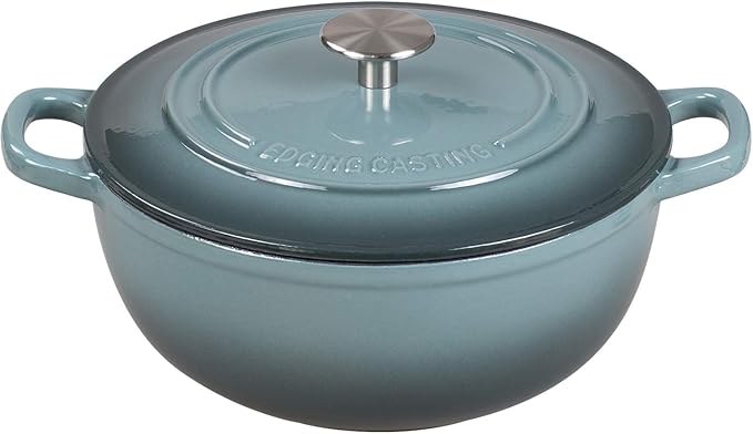 Enameled Cast Iron Dutch Oven Pot with Lid for Sourdough Bread Baking, Bread Dutch Ovens, Cooking Pots, 5 Quart, Slateblue