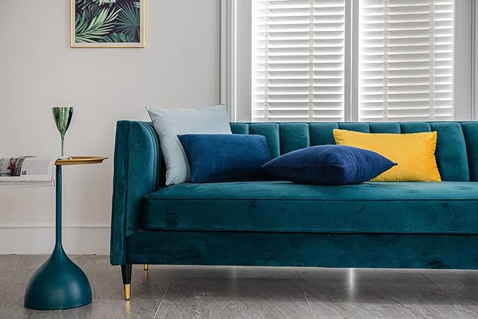 DEZENE Couch Pillow Cases 20x20 Navy: 2 Pack Cozy Soft Velvet Square Throw Pillow Covers for Farmhouse Home Decor