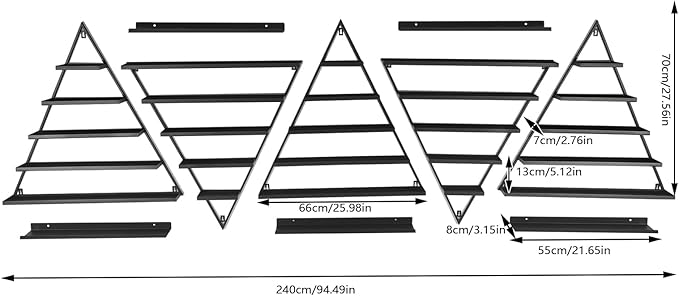 10PCS Triangular Nail Polish Racks, Metal Wall-Mounted Display Rack for Nail Polish Bottles, Lipstick Perfume Wall Shelf Essential Oil Organizer for Home Spa Nail Salon Shop