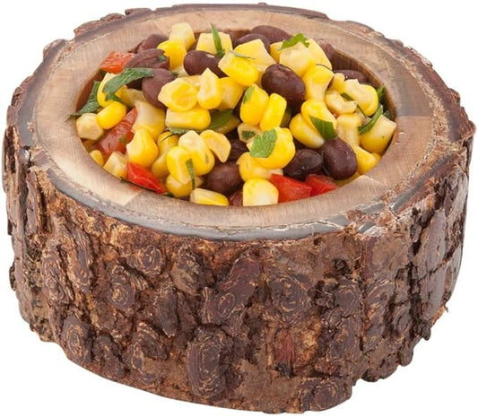 Restaurantware-10 Ounce Wood Serving Bowl, 1 Small Rustic Wood Bowl - Varnished With Bark Edges, Round, Natural Acacia Wood Soup Bowl, For Appetizers, Salads, Entrees