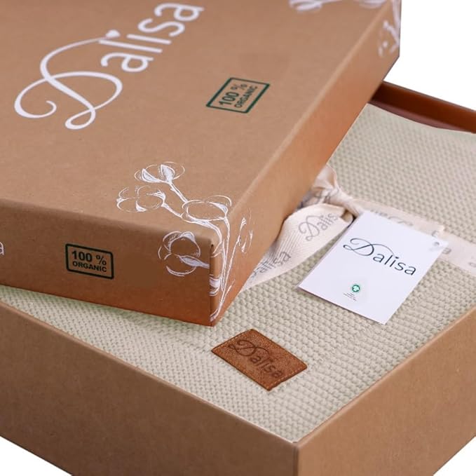 Dalisa 100% Organic Turkish Cotton Throw Blanket - GOTS Certified, Cozy - Perfect for Couch, Bed, and Home Decor - Boho Vintage Knit Alina (Earth Ivory, 60x80)