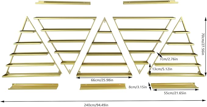 10PCS Triangular Nail Polish Racks, Metal Wall-Mounted Display Rack for Nail Polish Bottles, Lipstick Perfume Wall Shelf Essential Oil Organizer for Home Spa Nail Salon Shop