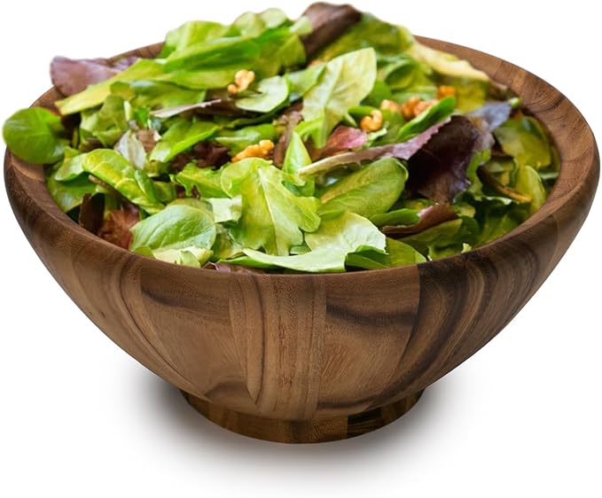 Ironwood Gourmet Acacia Wood Salinas Extra Large Salad Bowl and Spring Salad Tongs Set