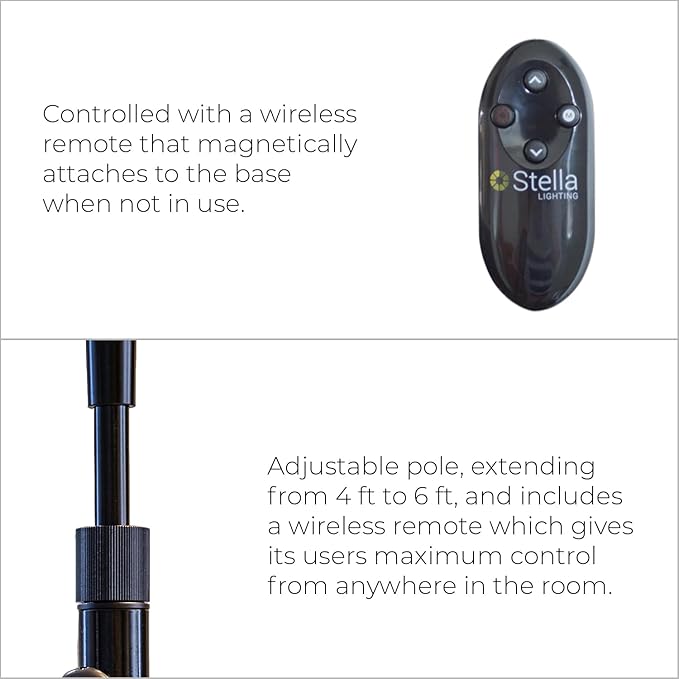 Stella Sky Two Premium 10W LED Task Light Floor Lamp - Black - Adjustable Dimmable Low Vision Natural Sunlight - Bright Macular Degeneration Lighting - Hobby, Crafting, Sewing, Artist, Reading, Office