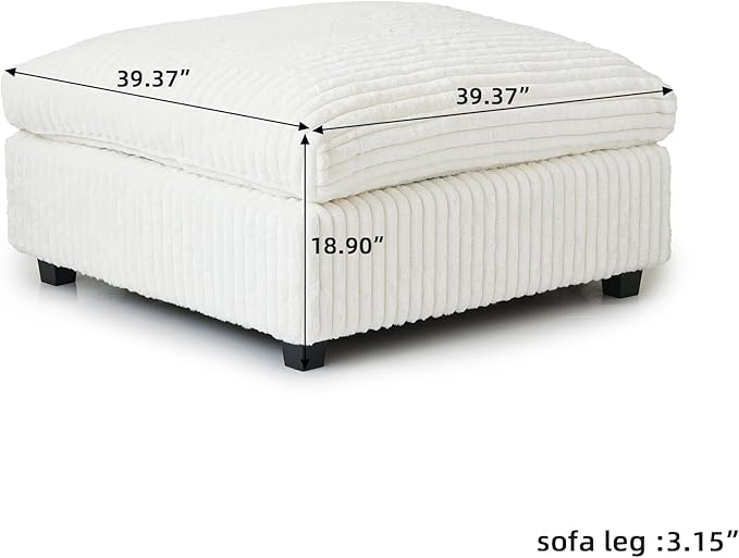 JACH 39.37" Modern Comfy Ottoman for Living Room, Oversized Ottoman Footstool, Cushion Covers Removable, Minimalist Ottomans for Party Bedroom Apartment (Beige)