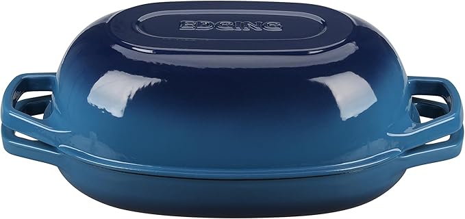 Enameled Cast Iron Dutch Oven Pot with Lid, Oval Dutch Oven for Bread Baking, Bread Oven for Homemade Sourdough Bread Baking, 5qt, Lake Blue