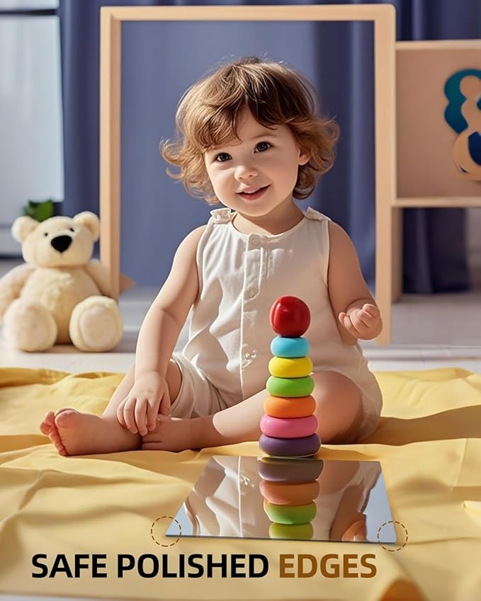 Glass Wall Mirror Tiles 12" x 12" Frameless Full Length Mirror Wall Mounted Full Body Mirrors for Bedroom Home Gym Door Bathroom (4PCS)